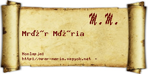 Mrár Mária névjegykártya